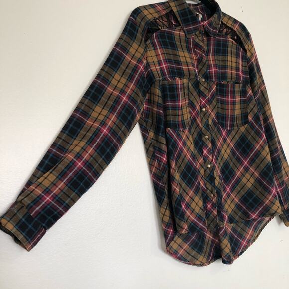 Free People Stitch Detail Plaid Button Up Shirt - Picture 3 of 7